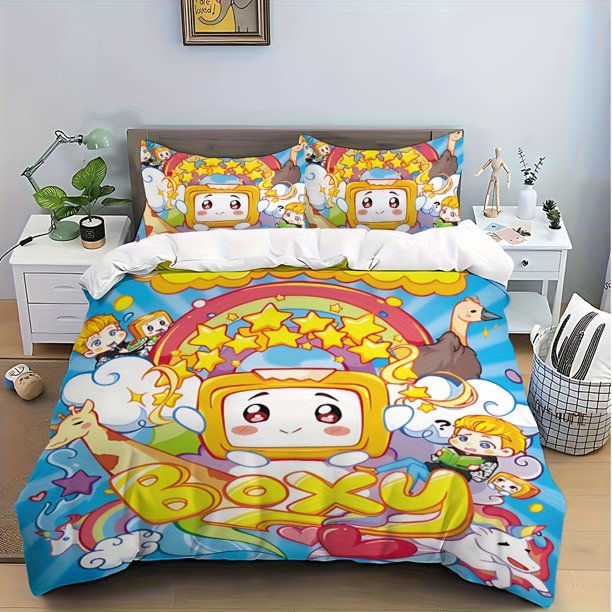 Adorable And Humorous Cartoon-Themed bedding Featuring L-Lankyboxs Consisting of 3pcs (1 Duvet Cover And 2 Pillowcases