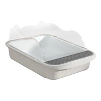 Ioensy - Caja De Arena Semicerrada Para Gatos, Inodoro Profundo, Bandeja De Arena Para Gatos, 43X28X18Cm, Color Blanco
