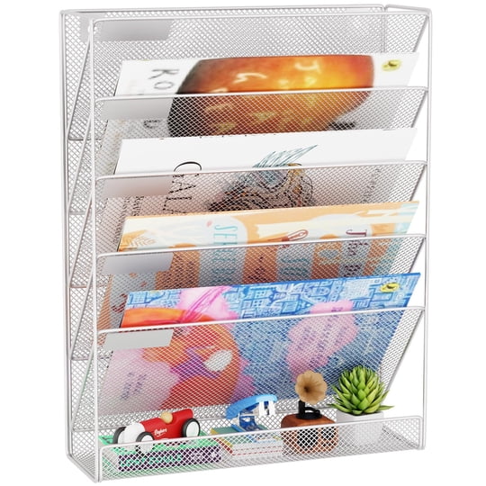 Organizador De Documentos Gdindinfan 33x10x41 Cm 6 Compartimentos Plateado