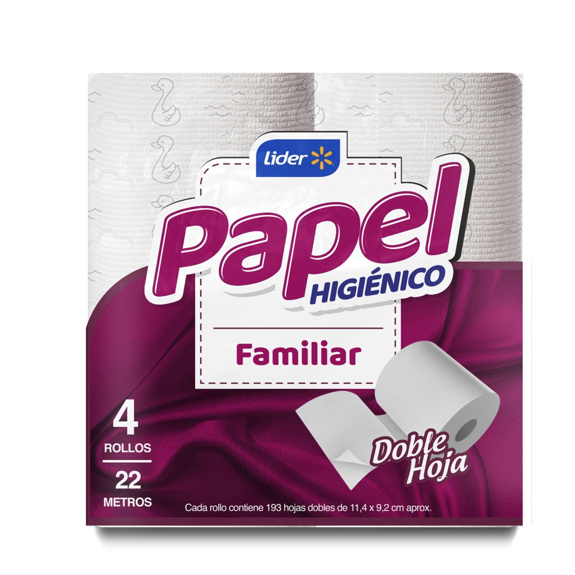 Papel Higiénico Familiar Doble Hoja 22 Metros 4 Un Lider