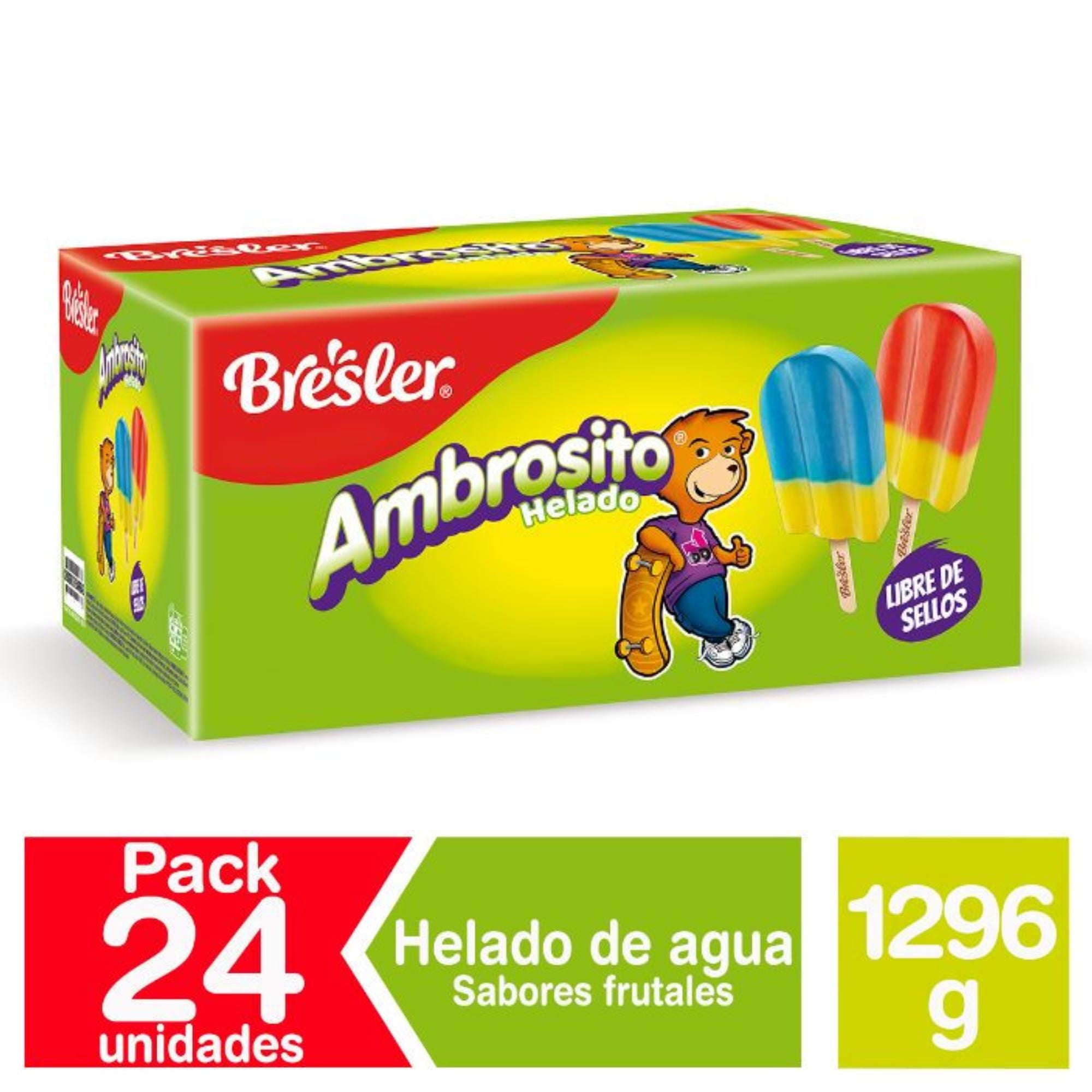 Helado Paleta De Agua Ambrosito Pack 24 Un Caja 1296 g Bresler