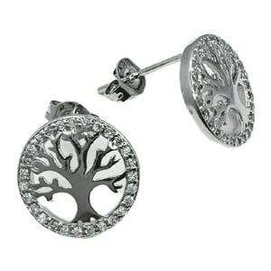 Nordvik London - Aros Árbol De La Vida Pegados, Plata 925 Y Circonitas Pavé