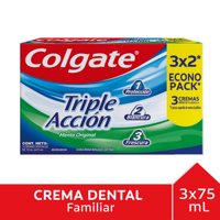 Pasta Dental Triple Acción Menta Protección 75 Ml 3 Un Colgate