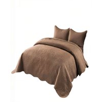 Genérico - Cubrecama Quilt De Verano 1 5 Plazas Con Relieve Color Marrón