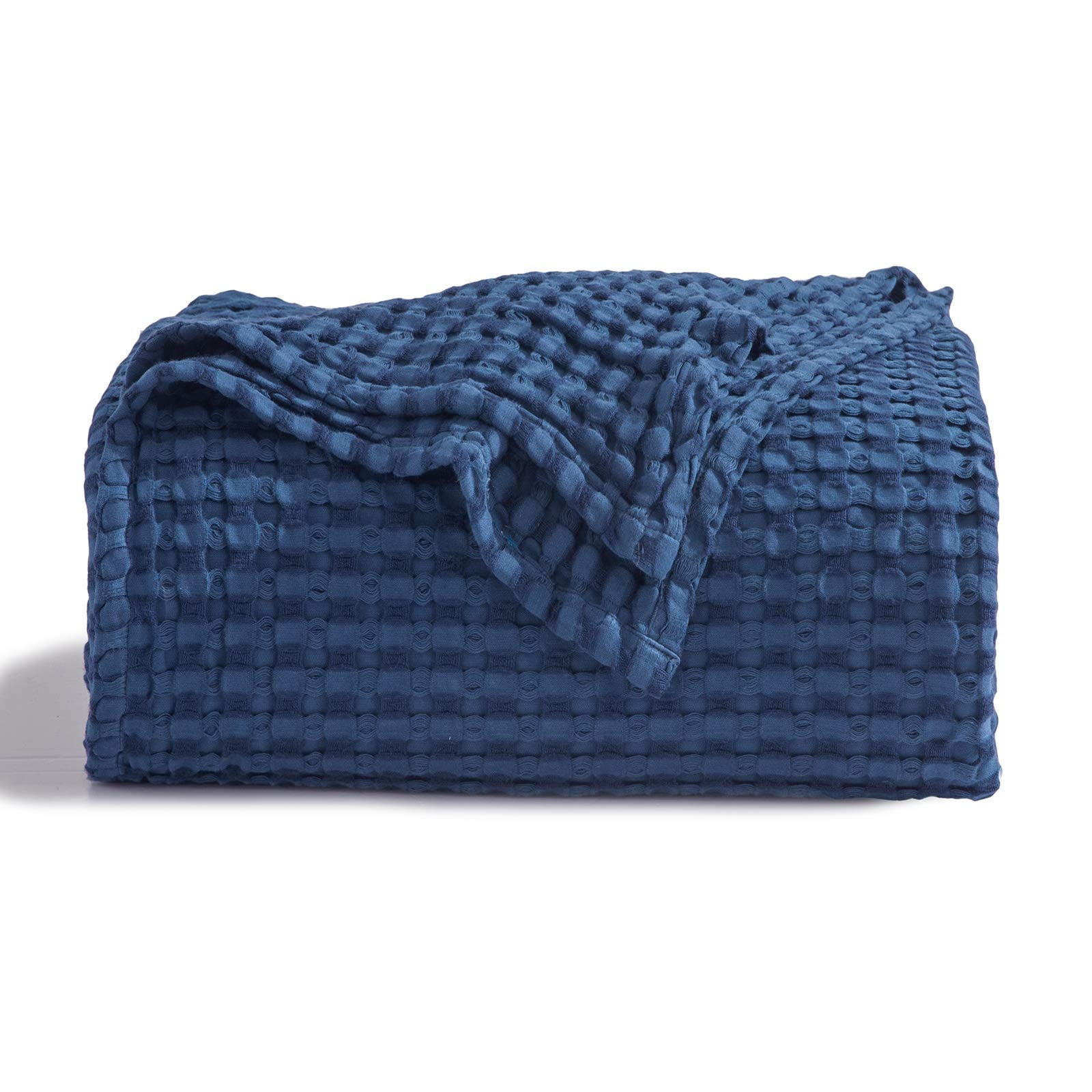 U By Bedsure - Manta Para Dormir, De Algodón, Con Forma De Gofre, Tamaño King, Color Azul Marino