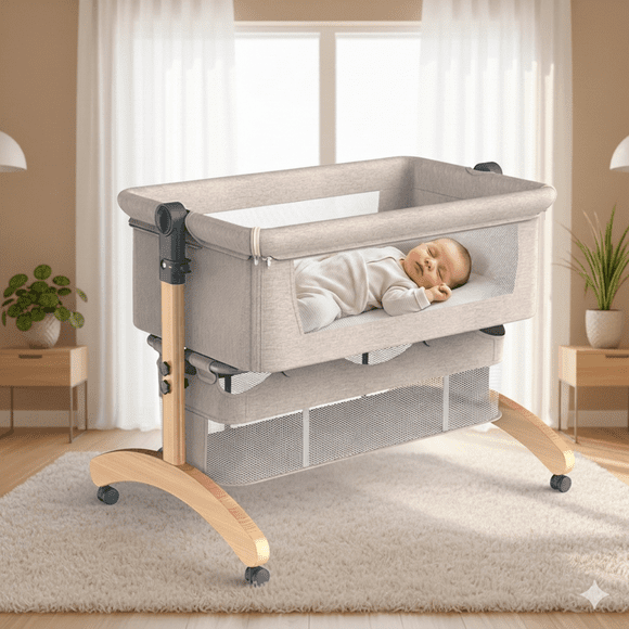 Cuna colecho verde Beige estructura madera Alemana