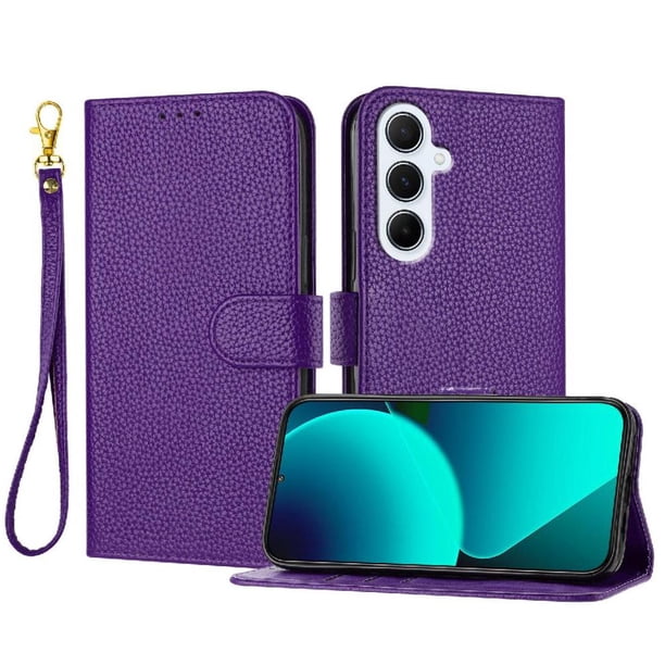 Funda Cartera para Samsung Galaxy A26 5G Tarjetero Soporte Magnético y Correa Morado