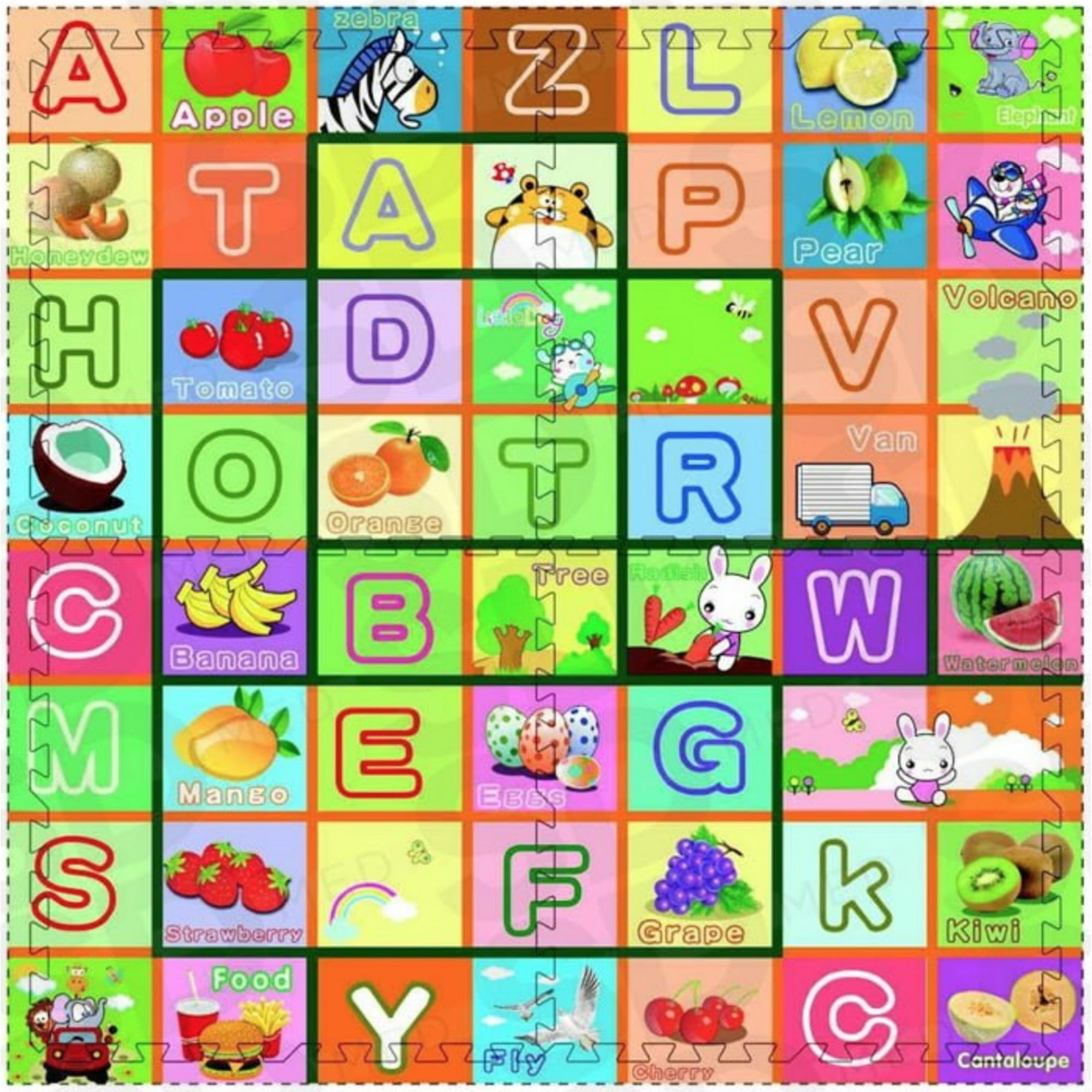 Tomasstore - Tatami Infantil 60 Cm X 60 Cm X 1 Cm De Letras, Animales