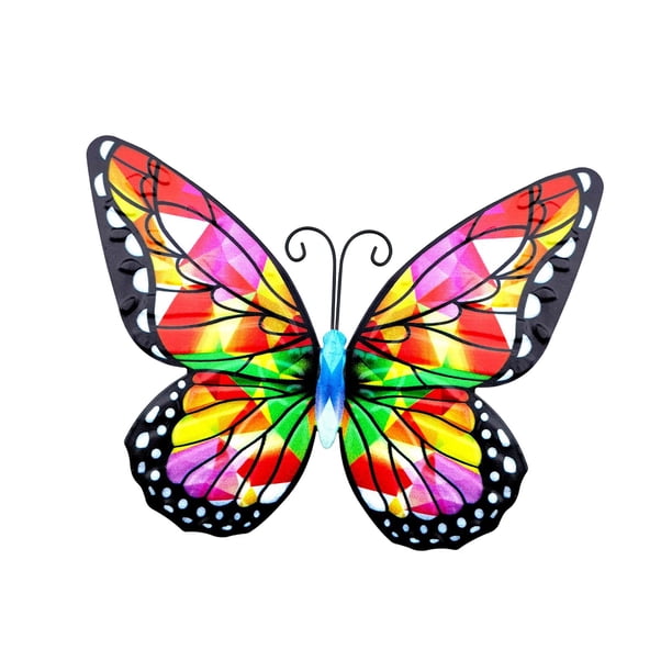 Decoración de pared Escultura Decoración Mariposas, Decoraciones colgantes, Decoración de pared de mariposa de metal decorativa artística para patio, Estilo B