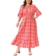 thumbnail image 1 of Agnes Orinda Vestido Largo Bohemio de Línea A con Mangas de Campana a Media Manga y Cuello en V para Mujer Talla Grande 4X Rojo, 1 of 8