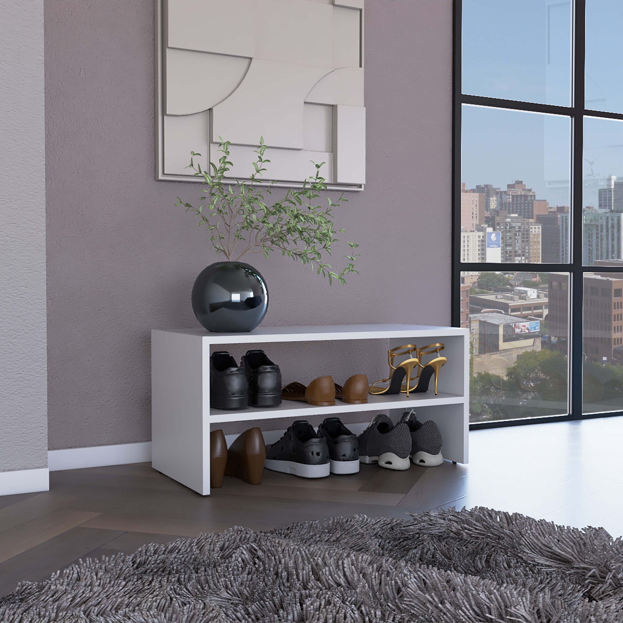 Tuhome - Modulo Zapatero Apilable X1 Unidad Blanco