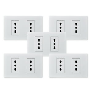 Want - Pack 5 Tomacorriente Doble Metálico 16A - Blanco