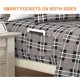 thumbnail image 3 of Juego de sábanas Elegant Comfort Luxury Plaid Grey Queen de 6 piezas, 3 of 9
