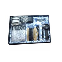 Importclick - Kit Caja Regalo Hombre Cinturón 130 Cm Billetera Bolígrafo Llavero Hebilla Negro