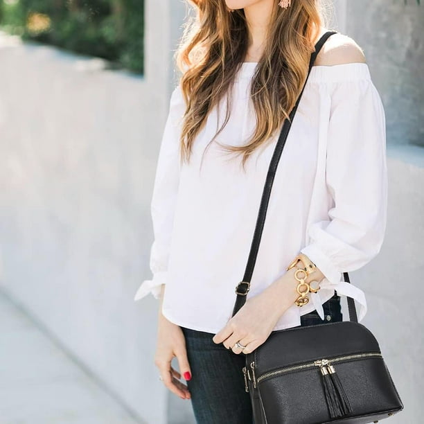 B Brentano Bandolera De Cuero Vegano Con Múltiples Bolsillos | Meses Sin Interés