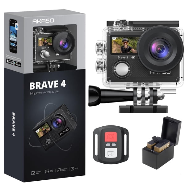 Cámara de acción AKASO Brave 4 4K, 30 fps, 20 MP, WiFi con EIS, 40 m, resistente al agua
