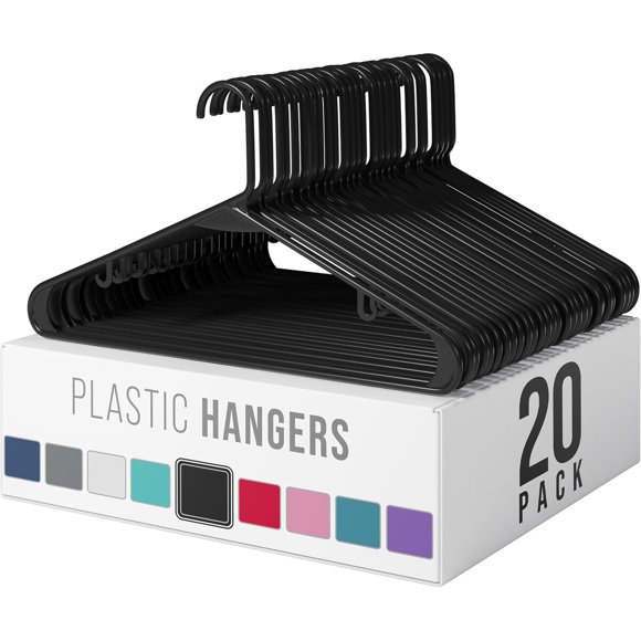 Plastic Hangers 20 Pack Black Clothes Hangers