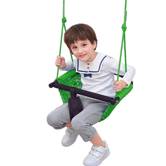Columpio Hi-Na para niños, bebés, columpio de red hecho a mano (verde)