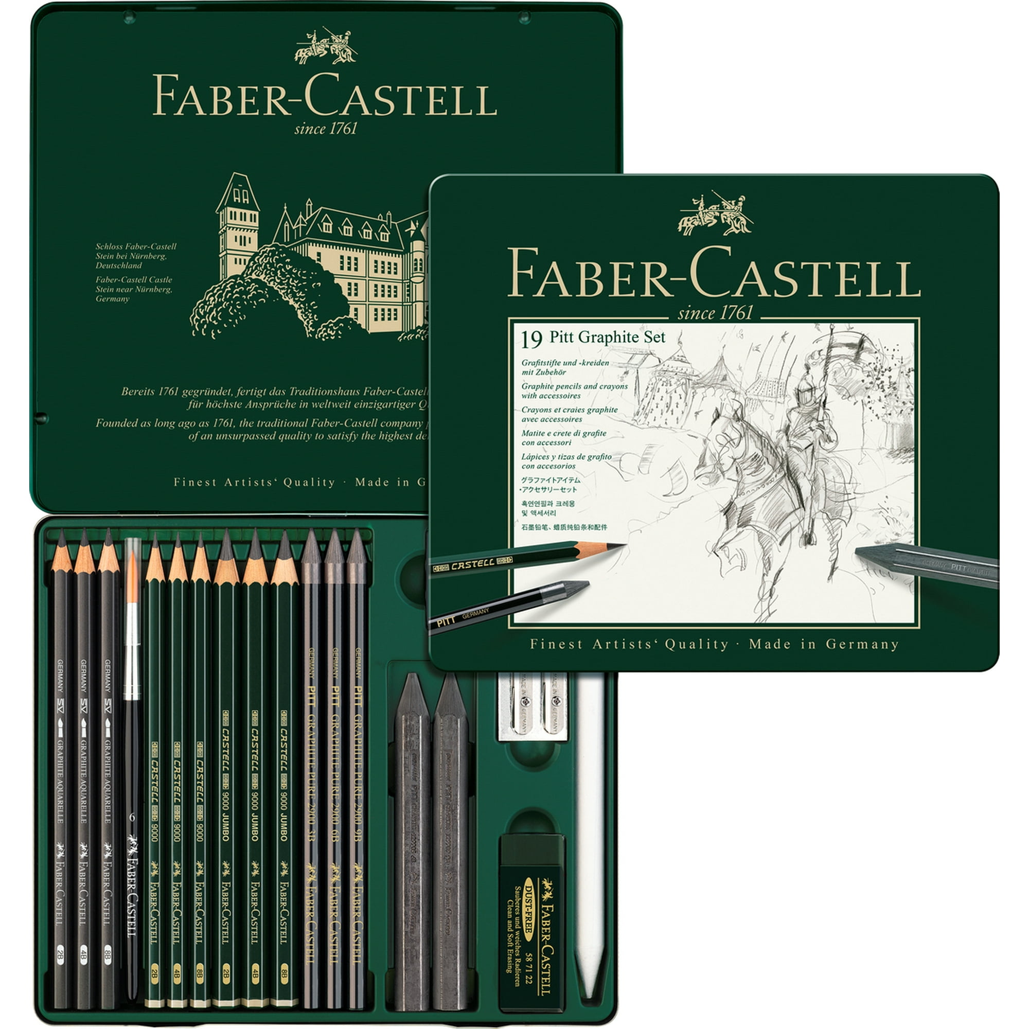 Faber Castell - Lápiz Grafito Pitt Estuche De Metal Faber-castell X19 Uds.