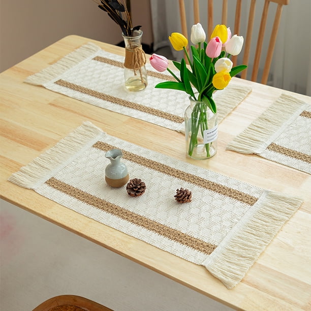 XmhyTop Juego de 4 Manteletes Individuales Rectangulares de Algodón, Trenzados a Mano, Resistentes al Calor, Antideslizantes y Fáciles de Limpiar para Mesas de Comedor, Estilo A, F