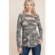thumbnail image 1 of Top Básico Casual de Manga Larga con Escote Recortado y Estampado de Camuflaje Militar, 1 of 6