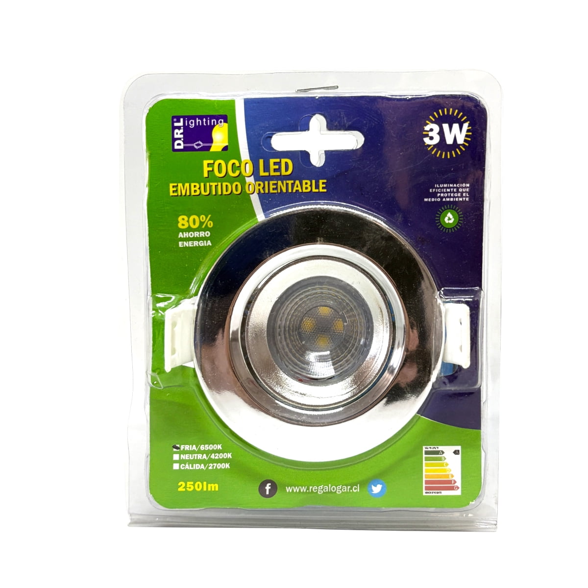 Teimporta - Lampara Foco Orientable Embutido Cromado 3w Luz Fría 7,5cm