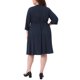 thumbnail image 3 of Vestido casual midi con bolsillo, cintura elástica, cuello en V con botones y mangas enrolladas para mujer de talla grande Agnes Orinda, 4X azul marino, 3 of 5