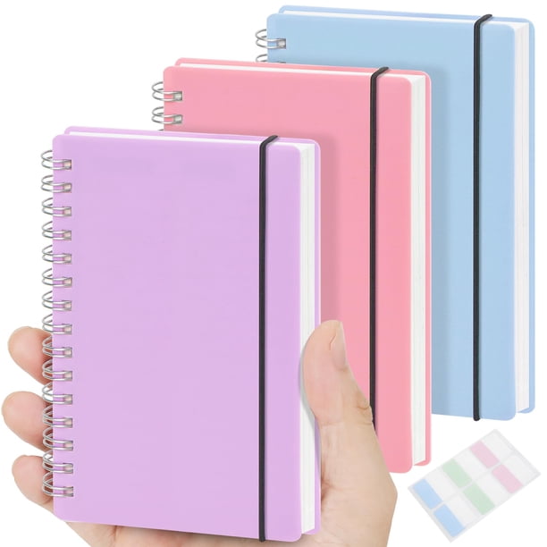 Cuaderno de espiral mini MSTONAL 3.5 × 5.5 pulgadas (8,9 × 14,0 cm) pack de 3, rayado universitario