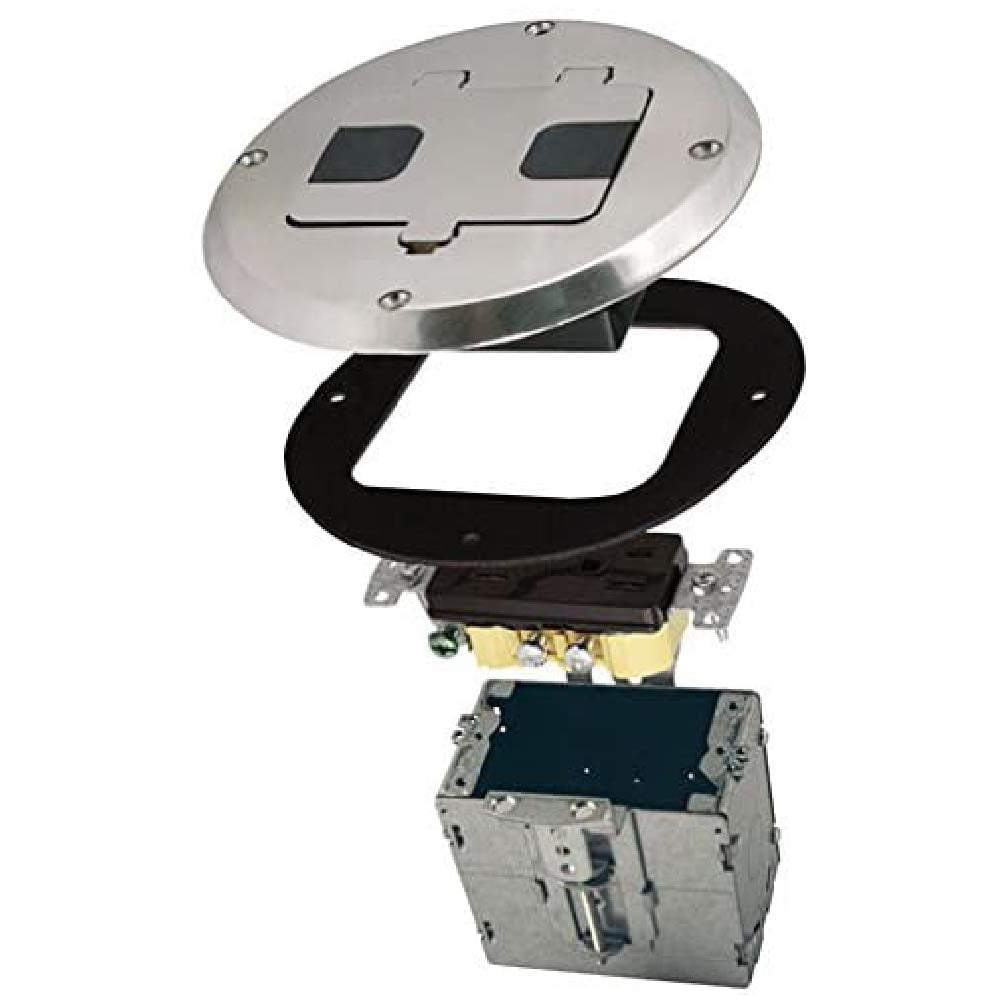 Kit De Suelo Raco 6239ni Con Dispositivo Tr Dúplex Empotrado De 15 A, Níquel