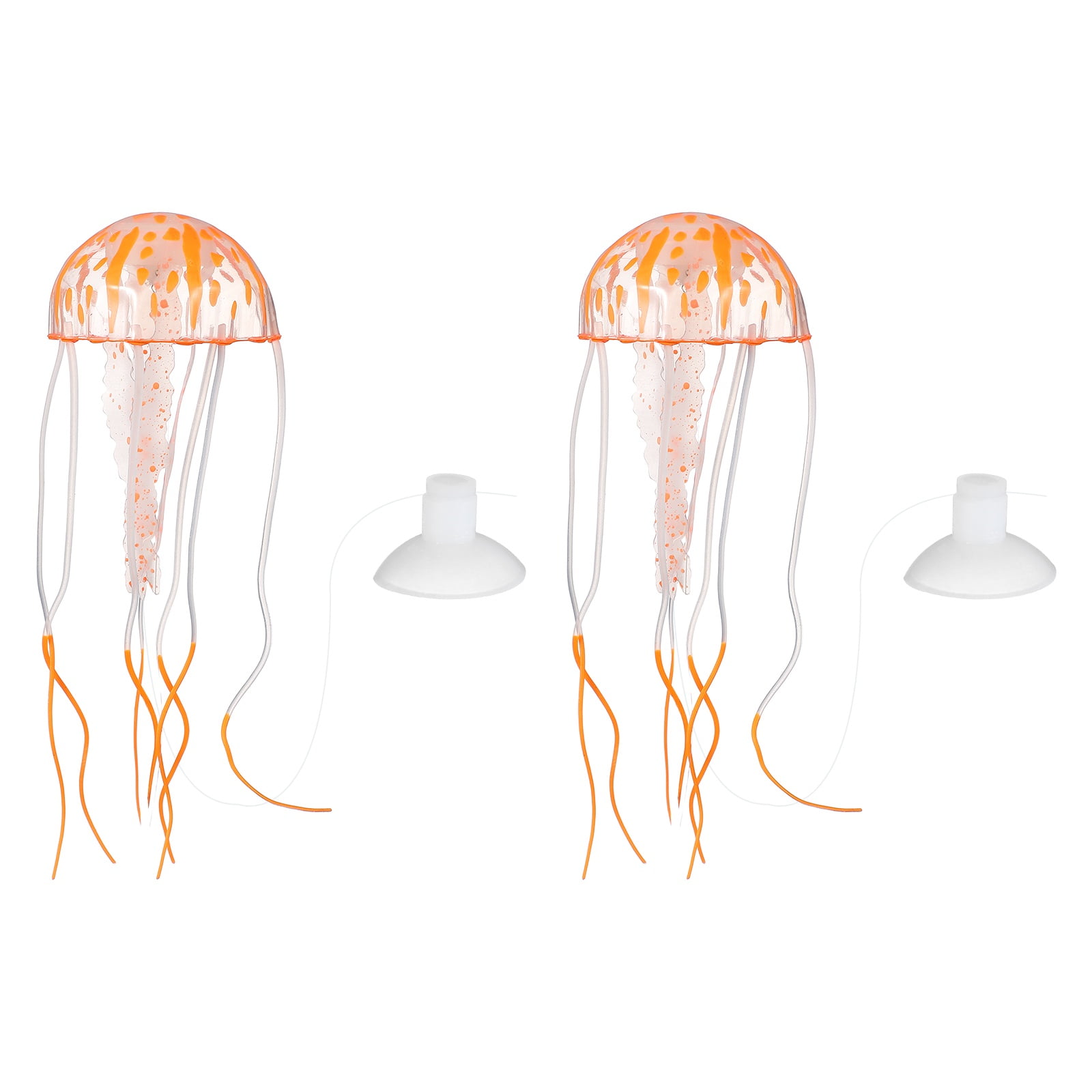 Decoración de Acuario Uxcell Medusa, Decoraciones para Peceras Medusa Acuario Brillantes Falsas Medusas Adornos de Silicona, (Naranja, S, 2 Piezas), Destinado para Decoración de Tanque