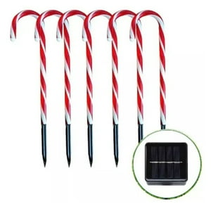 Genérico - Set De 6 Bastones De Caramelo Led Solares Para Jardín - 62Cm