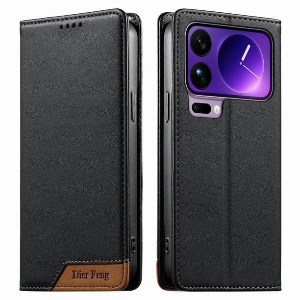 Funda Tipo Cartera de Cuero Sintético para XIAOMI 17 Pro Max Bloqueo RFID, con Ranuras para Tarjetas y Bolsillo para Efectivo, Cierre Magnético Fuerte Negro