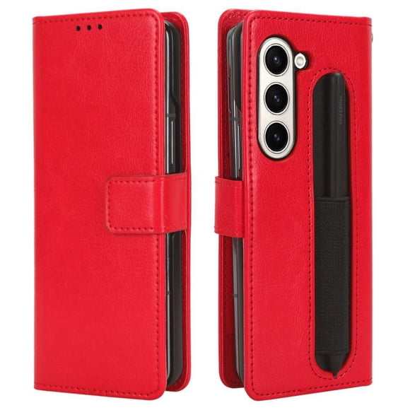 Funda tipo libro para Samsung Galaxy Z Fold 6, cartera todo‑en‑uno, funda multifuncional con tarjetero y correa de muñeca desmontable