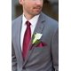 thumbnail image 3 of Conjunto de corbata y pañuelo con bolsillo DiBangu Solid Wine Red Silk para hombre, 3 of 5