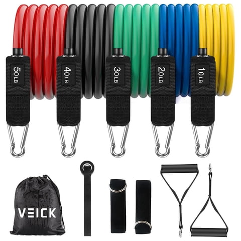 Bandas De Resistencia Veick Para Entrenamiento Con Asas De 10 A 50 Libras