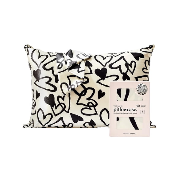 Funda de almohada de satén kitsch para cabello y piel con cremallera Queen