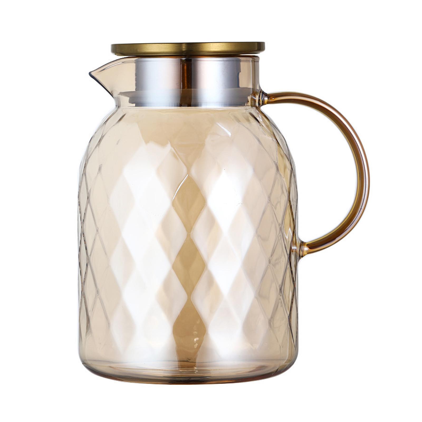 Magideal - Jarra De Vidrio, Jarra De Agua Con Tapa, Jarra Para Frigorífico, Tapa De Acero Inoxidable 304, Tapa Hermética, Jarra De Vidrio Para Bebidas Frías Y 1.8L