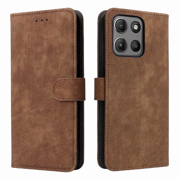 Funda Billetera para Motorola MOTO G15 Power 4G con Soporte - Cartera de Cuero con Ranuras Marrón