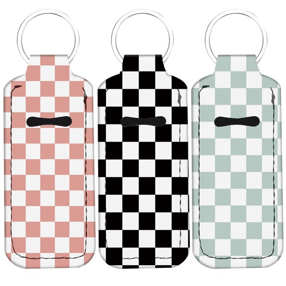 Llavero WXCYDG 9,8x4 cm porta bálsamo labial a cuadros
