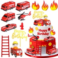 Sunshuang Store - 12 Artículos Para Decoración De Tartas, Diseño De Camión De Bomberos, Para Fiestas De Baby Shower