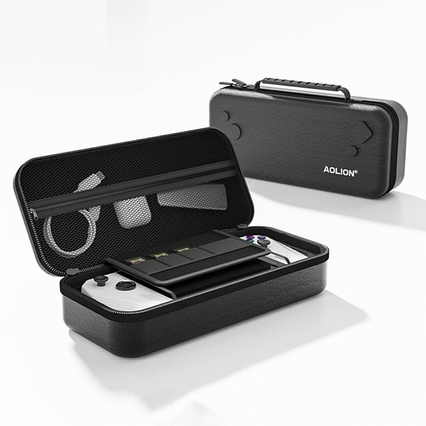 Compatible con ROG Ally Funda rígida de EVA para accesorios de carga, protección anti-caída, bolsa de almacenamiento duradera, organizador de viaje portátil-Negro