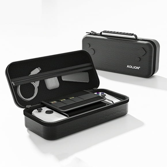 Compatible con ROG Ally Funda rígida de EVA para accesorios de carga, protección anti-caída, bolsa de almacenamiento duradera, organizador de viaje portátil-Negro