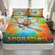 thumbnail image 1 of Duck Migration Fitted Sheet Three Piece Set Holiday Theme, Colorful Birds Bedding Set, Mattress Protector Soft, Breathable, 1 of 1