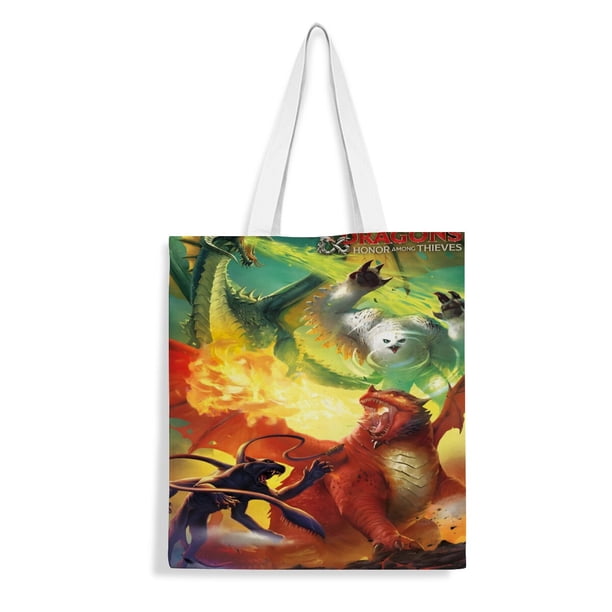 Dungeons & Dragons Bolso de tela con estampado de lienzo para mujer, bolsa de compras reutilizable y estética, con cremallera interior, regalo para mujer,38*45cm.