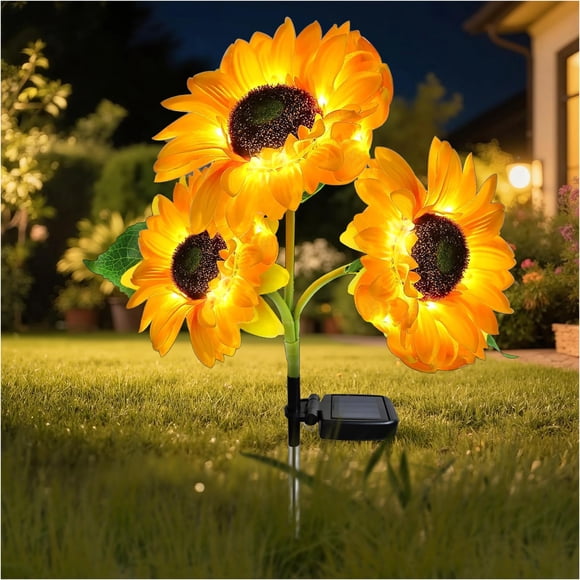 Luces solares de jardín con estaca MMHF 3 girasoles impermeables