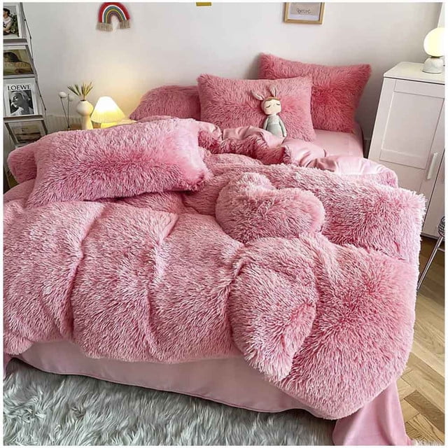 Genérico - Cubrecama Peludo Con Chiporro Rosado 2 Plazas