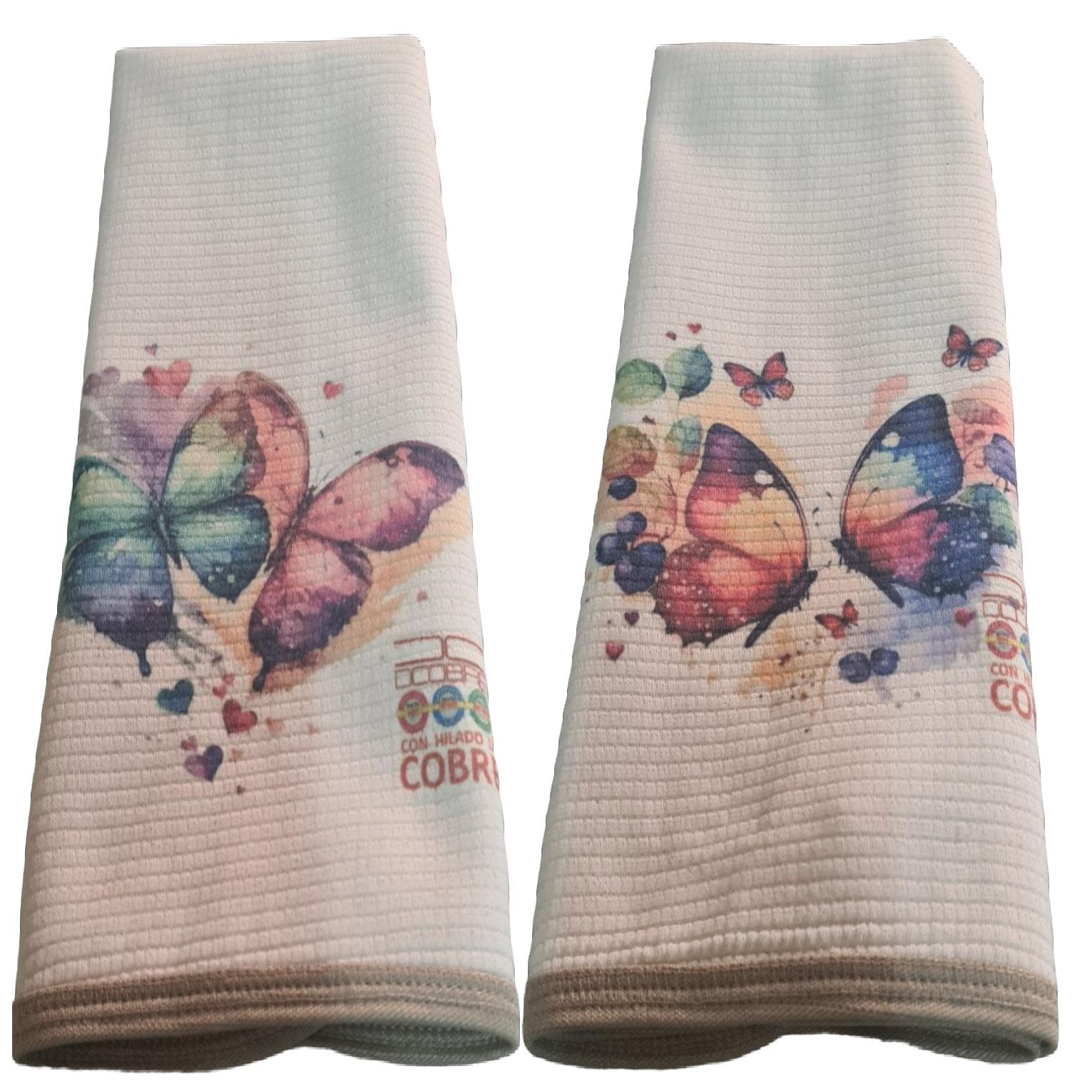 Dcobre - Pack 2 Paños Cocina Algodón Y Cobre, Mariposas.