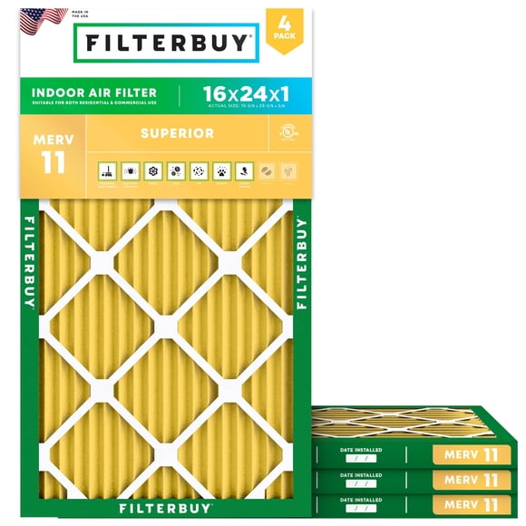 Filtro de aire Filterbuy MERV 11 16 x 24 x 1 (paquete de 4) Superior Pet