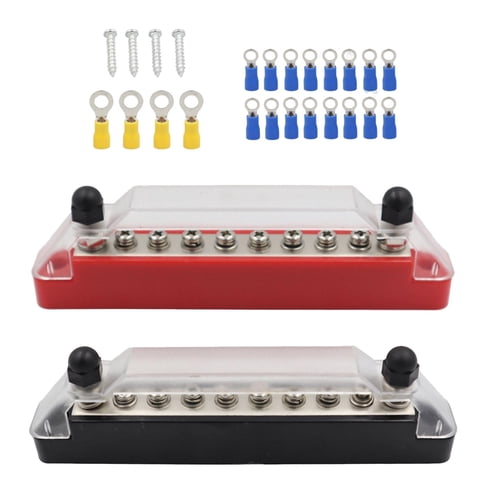 Ioensy - Bloque De Distribución De Energía De 2 Piezas Con Cubierta Para Terminales Automotrices De Automóviles 10