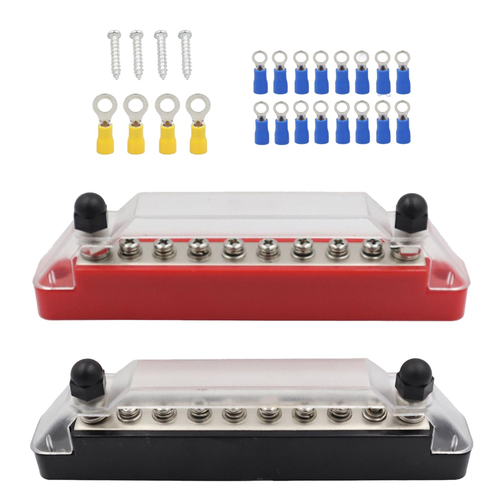 Ioensy - Bloque De Distribución De Energía De 2 Piezas Con Cubierta Para Terminales Automotrices De Automóviles 10